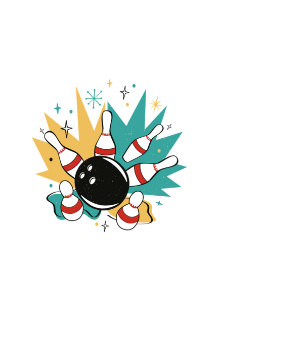 Retro Bowling minta fekete pólón