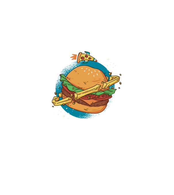 Burger bolygó minta fekete pólón