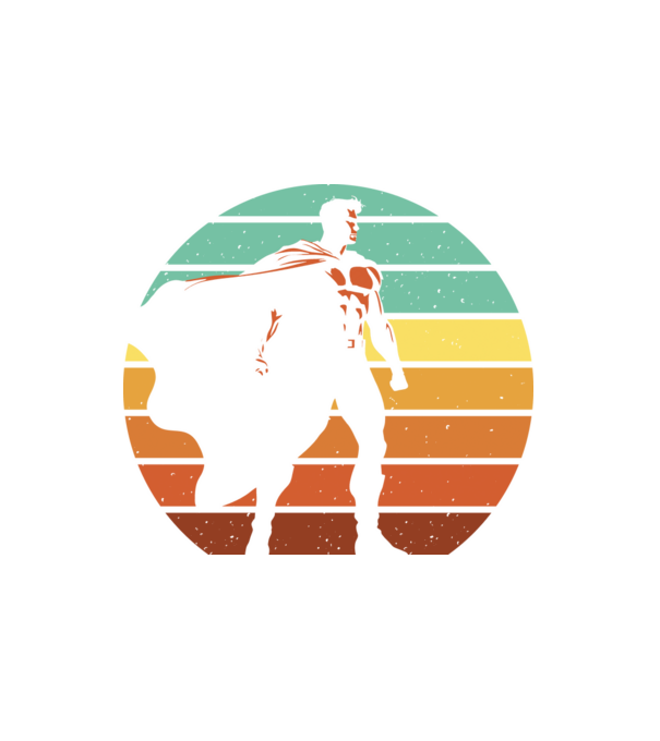 Szuperhős retro minta fehér pólón