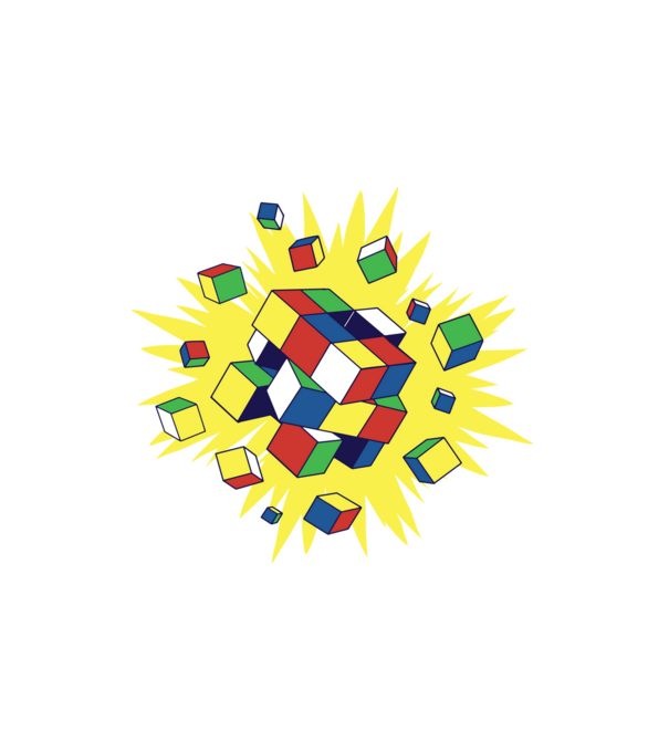 Rubik kocka minta fehér pólón