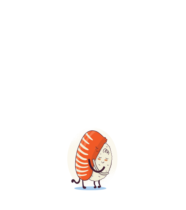 Sushi ölelés minta világoskék pólón