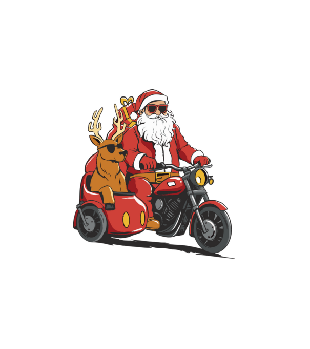 Motoros mikulás minta fehér pólón