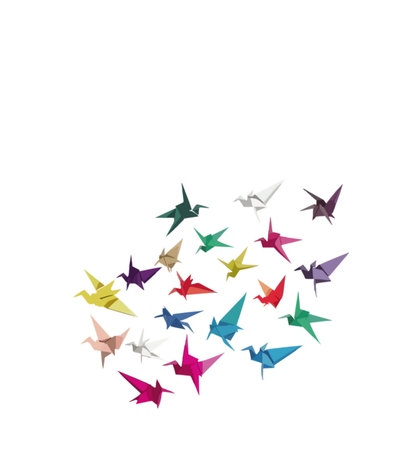 Origami madarak minta fekete pólón
