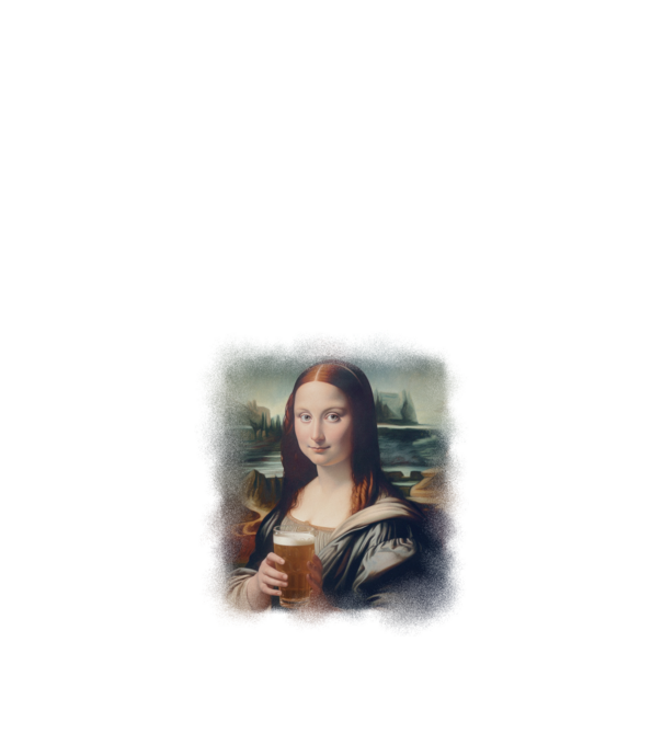 Mona Lisa sörrel minta fekete pólón