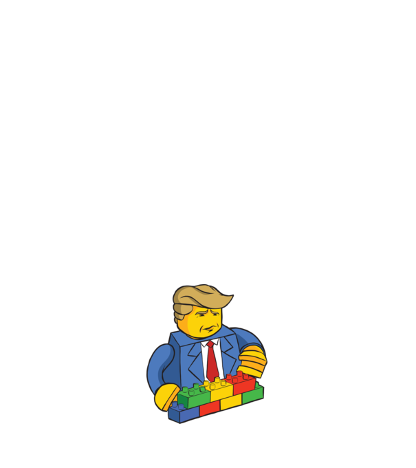 Lego Trump minta zöld pólón