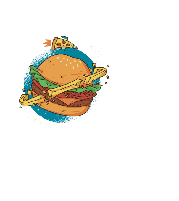 Burger bolygó minta fehér pólón