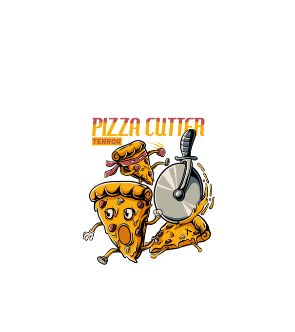 Pizza vágó terror minta fehér pólón