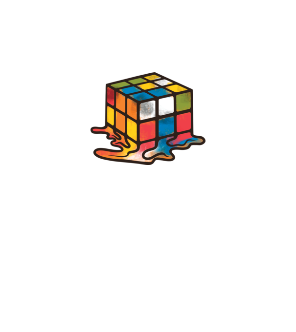 Olvadt rubik kocka minta fehér pólón