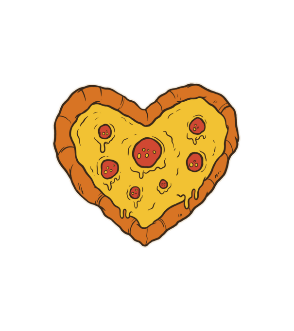 Pizza szív minta fehér pólón