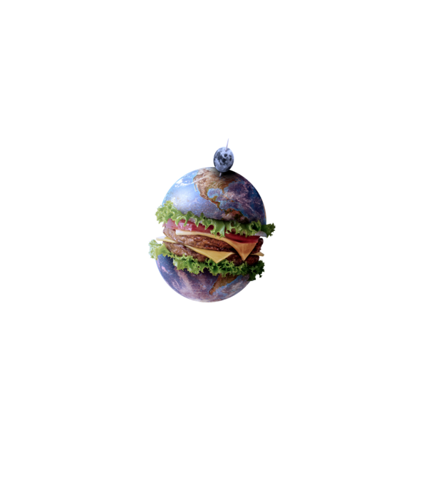 Burger bolygó minta fekete pólón