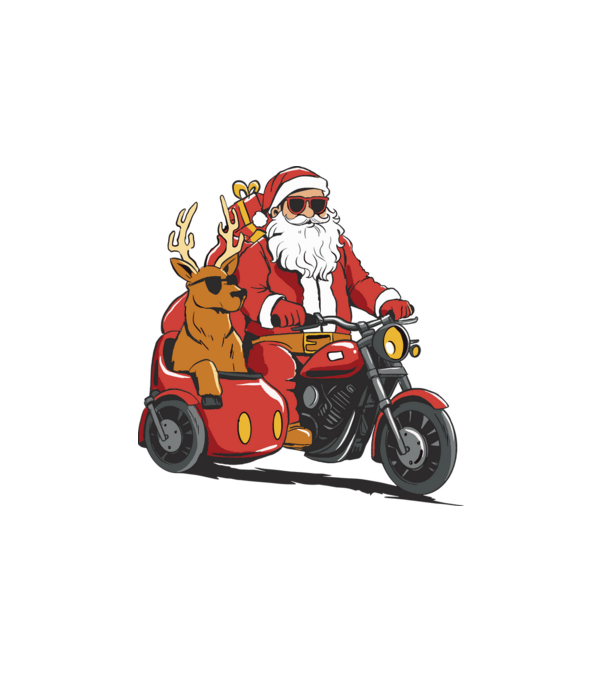 Motoros mikulás minta fehér pólón