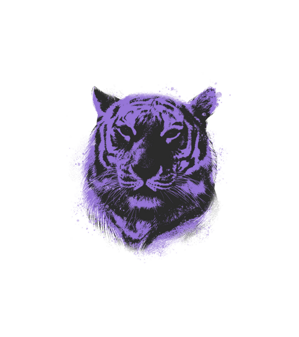 Lila tigris minta fehér pólón