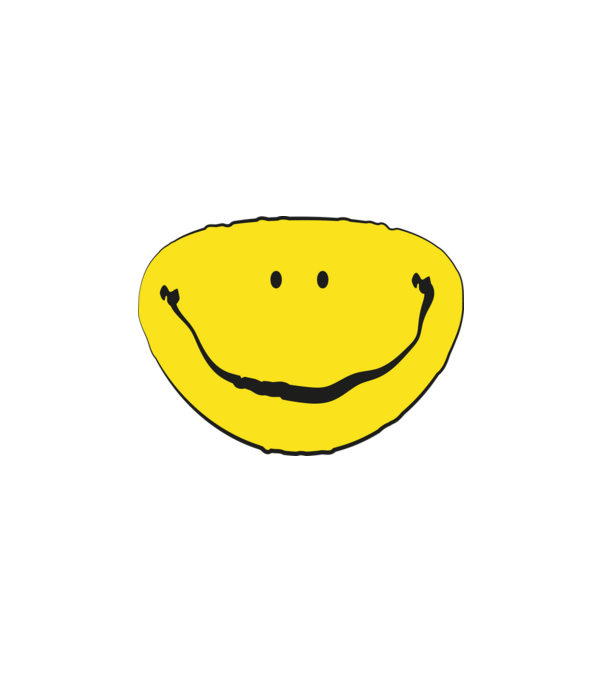 Szétfolyt smiley minta fehér pólón