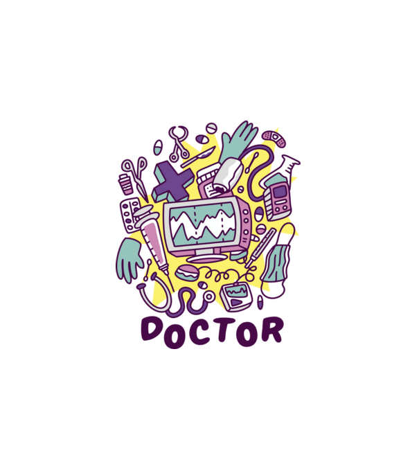 Doktor minta fehér pólón