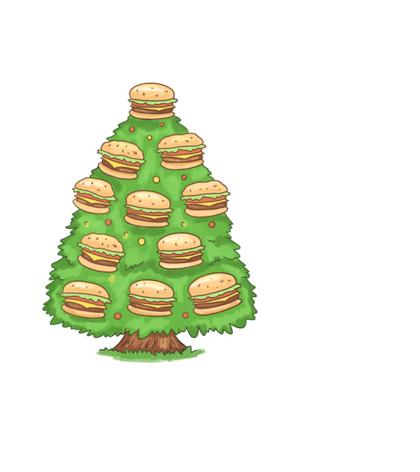 Hamburger karácsonyfa minta fekete pólón