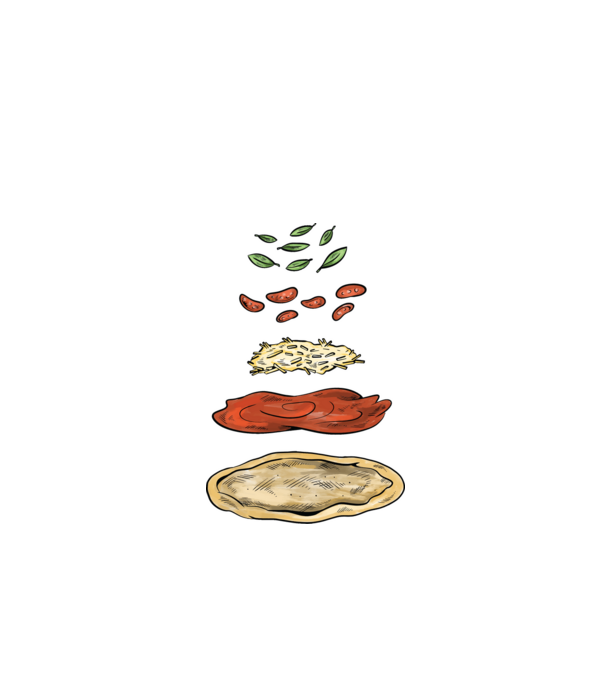 Pizza hozzávalók minta türkiz pólón