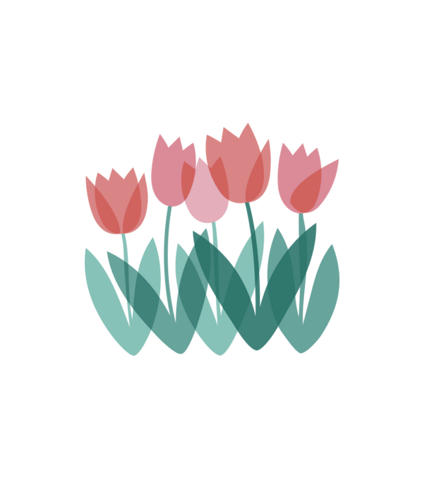 Tulipánok minta fehér pólón