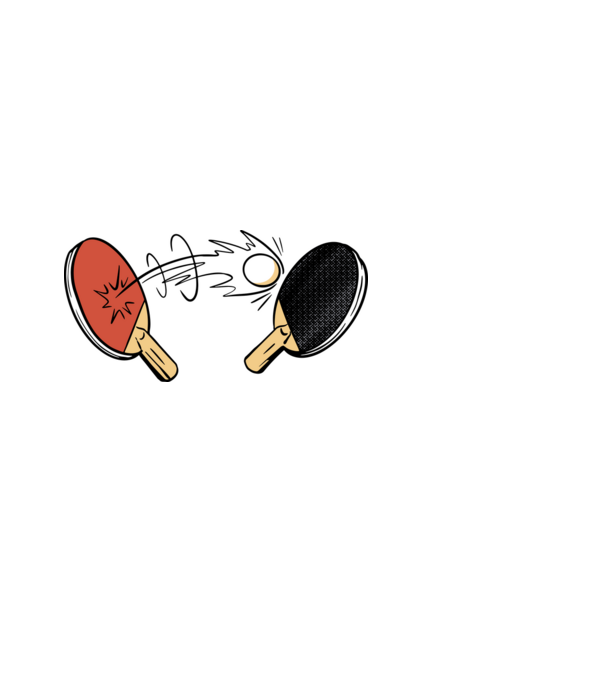 Ping pong minta fehér pólón