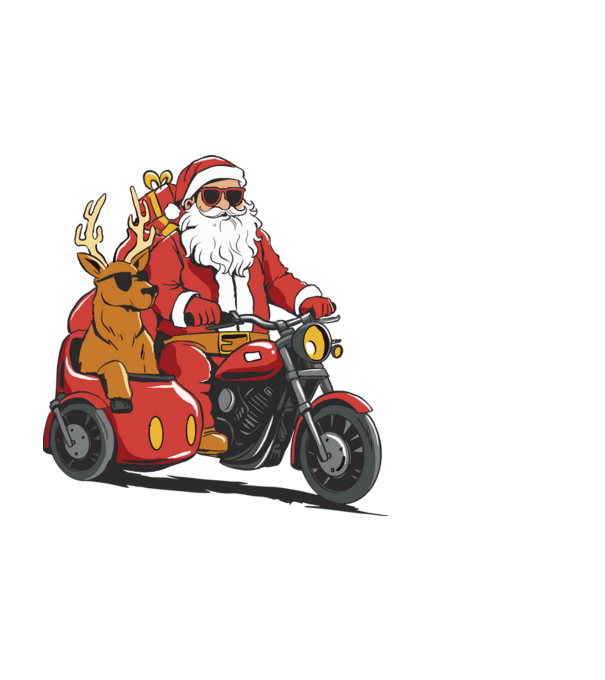 Motoros mikulás minta fekete pólón