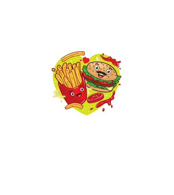Hamburger és sültkrumpli minta világoskék pólón