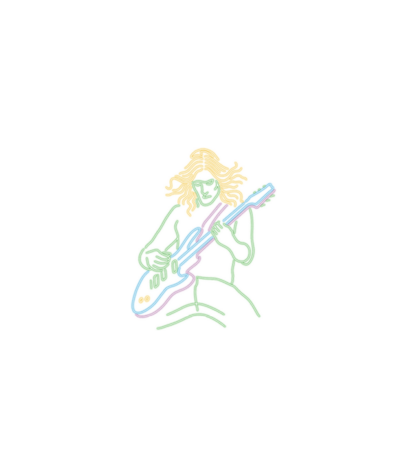Neon gitáros minta fekete pólón