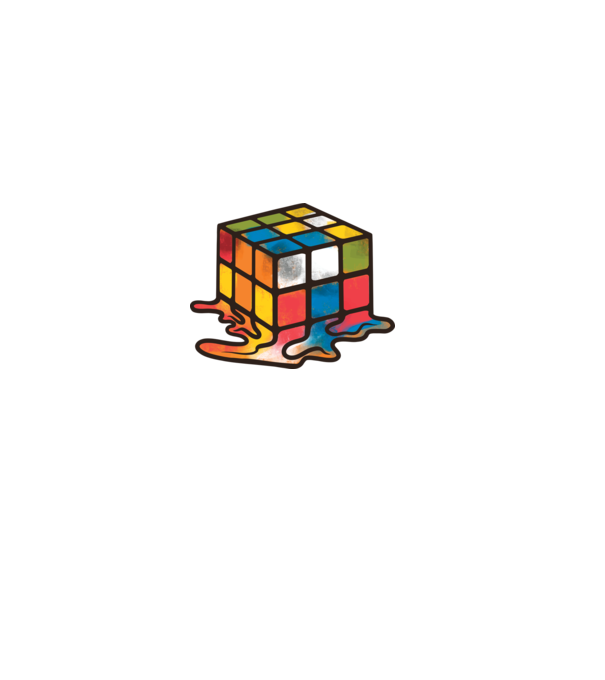 Olvadt rubik kocka minta világos rózsaszín pólón