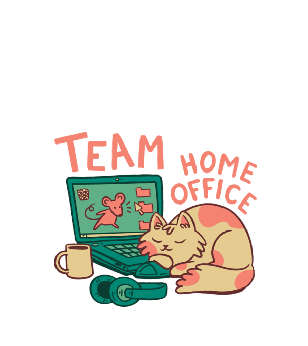 Cica home office minta fehér pólón