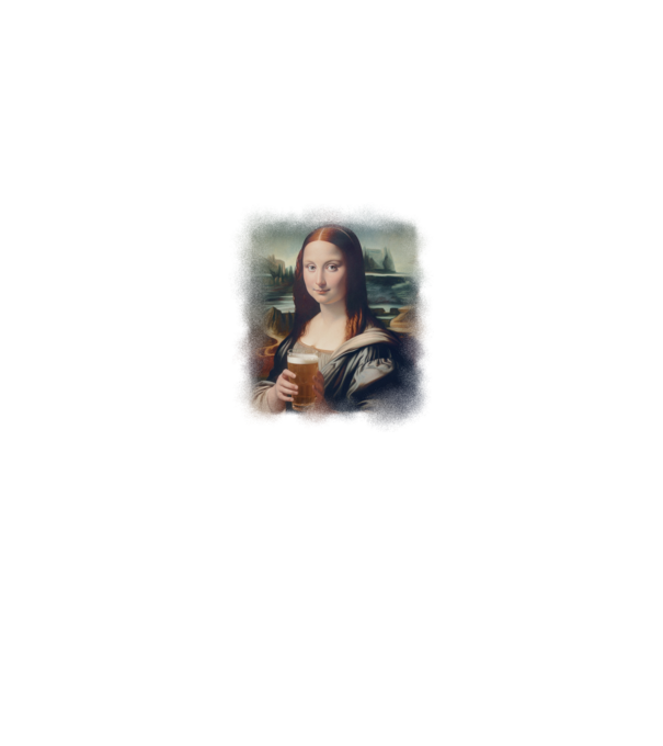 Mona Lisa sörrel minta királykék pólón