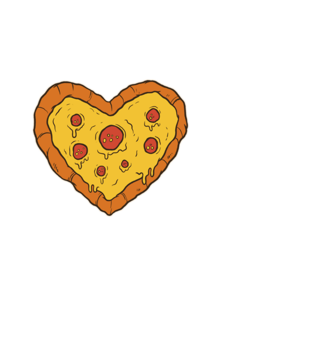 Pizza szív minta fekete pólón