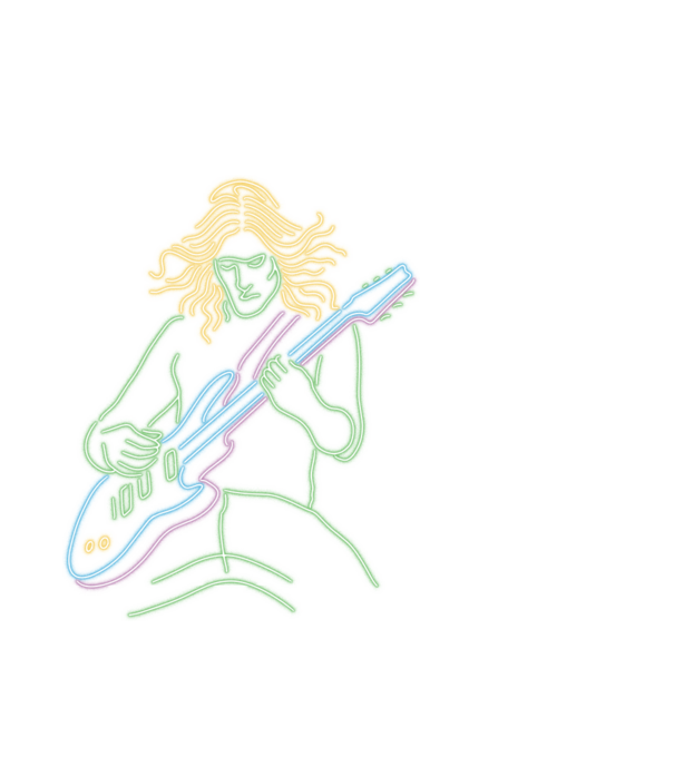 Neon gitáros minta fehér pólón