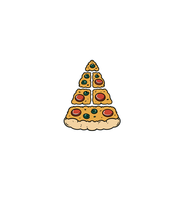 Pizza piramis minta szürke pólón