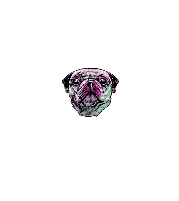 Mopsz minta fehér pólón