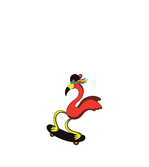Deszkás flamingó minta királykék pólón