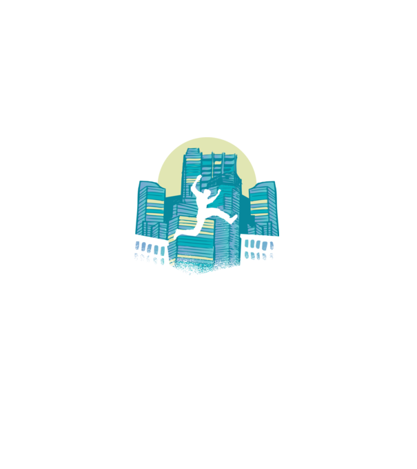 Parkour minta szürke pólón