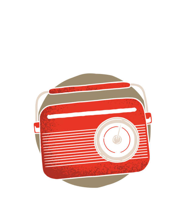 Retro rádió minta fekete pólón