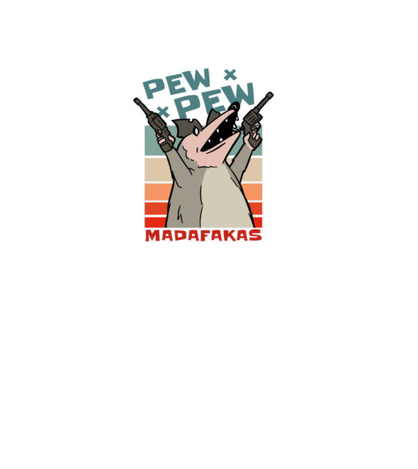 Oposszum pew pew minta fekete pólón