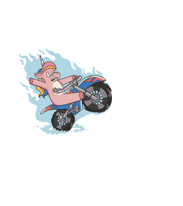 Unikornis motoron minta fekete pólón