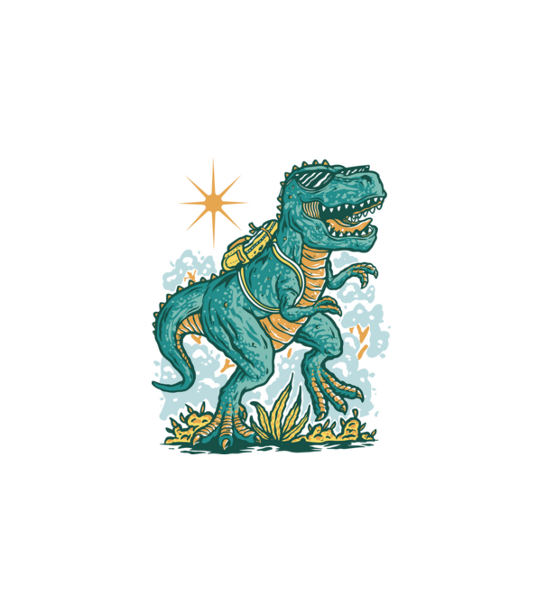 Iskolás T-rex minta fehér pólón