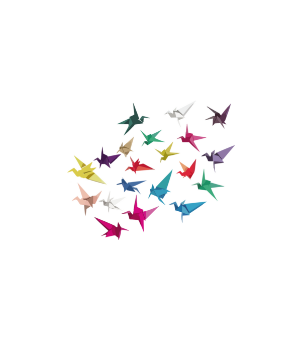 Origami madarak minta fehér pólón