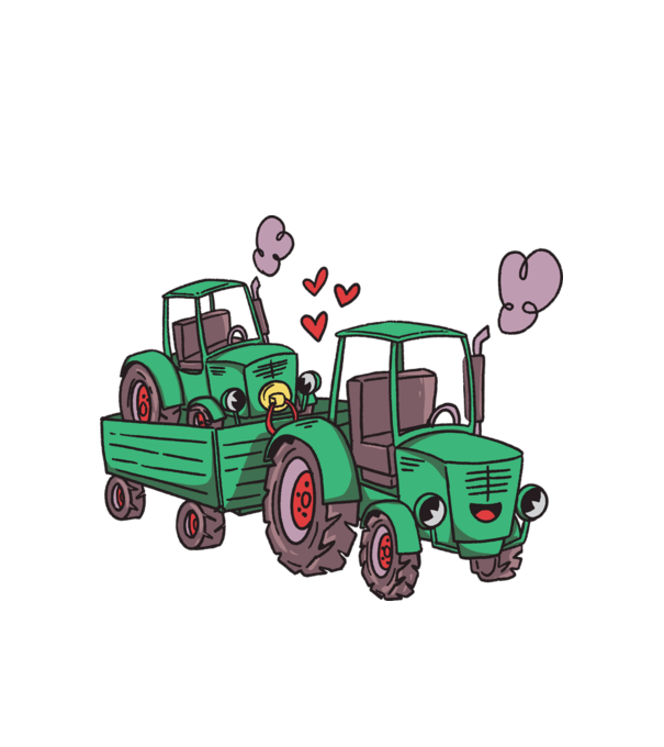 Traktor család minta fehér pólón