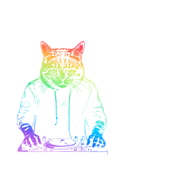 DJ Macska minta fehér pólón