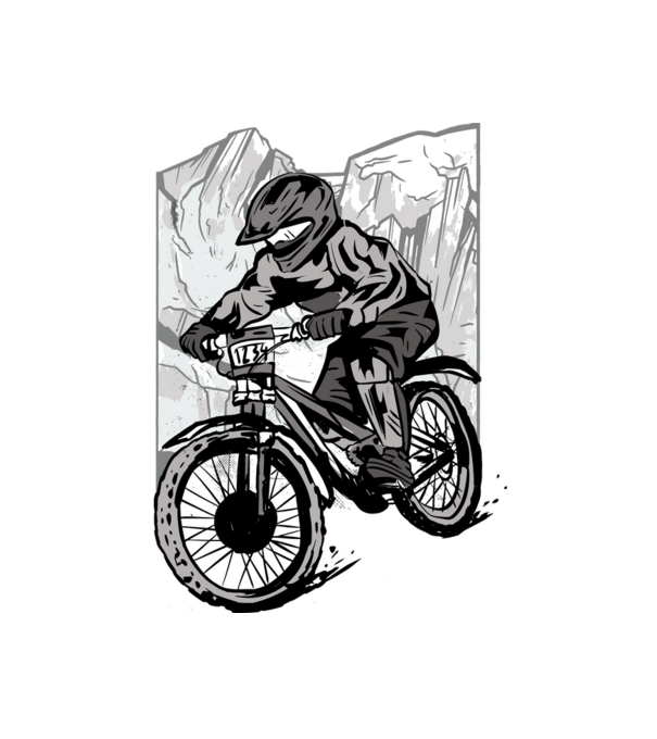 Downhill bringás minta fehér pólón