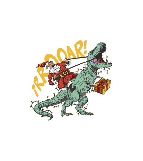 Télapó T-rex háton minta fehér pólón