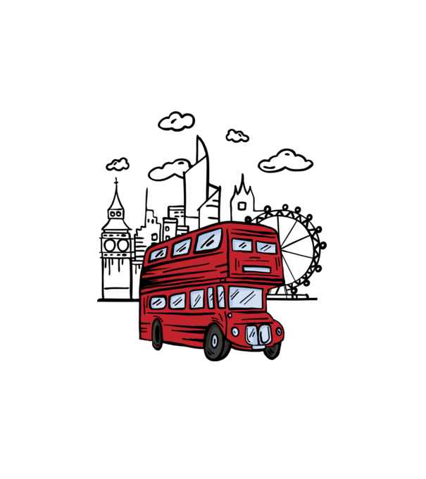 Emeletes busz minta fehér pólón