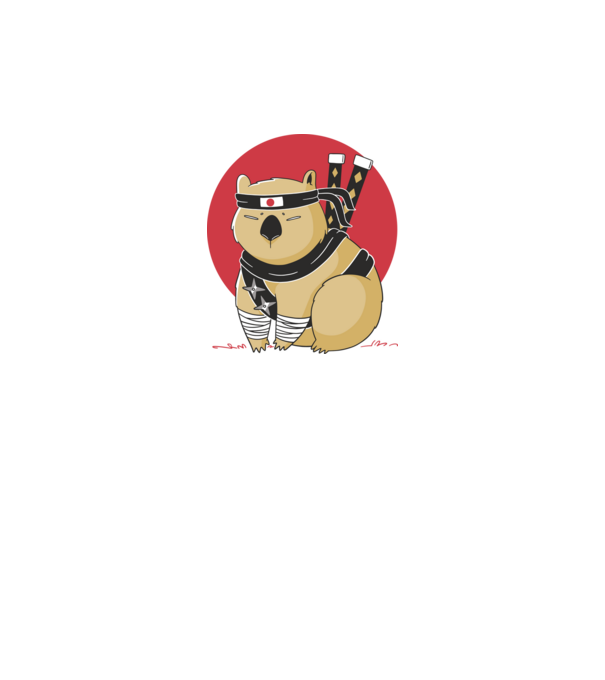 Ninja wombat minta fehér pólón