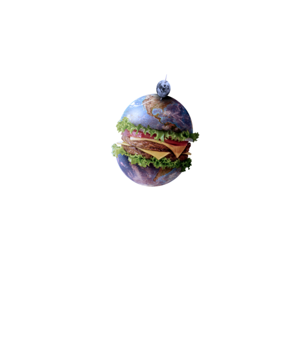 Burger bolygó minta fekete pólón
