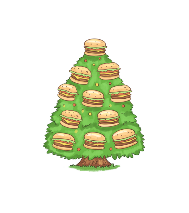 Hamburger karácsonyfa minta fehér pólón
