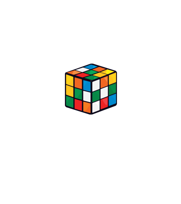 Rubik kocka minta fehér/piros pólón