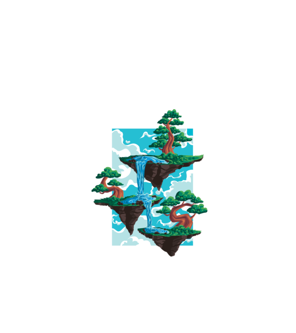 Bonsai szigetek minta fehér pólón