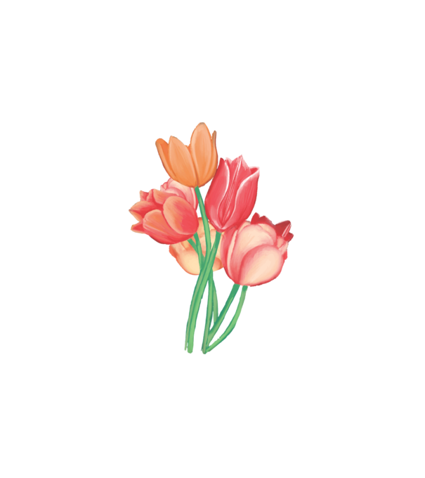 Tulipánok minta fehér pólón